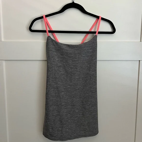 Lululemon Athletica Gray Top with Pink Straps - Picture 1 of 2